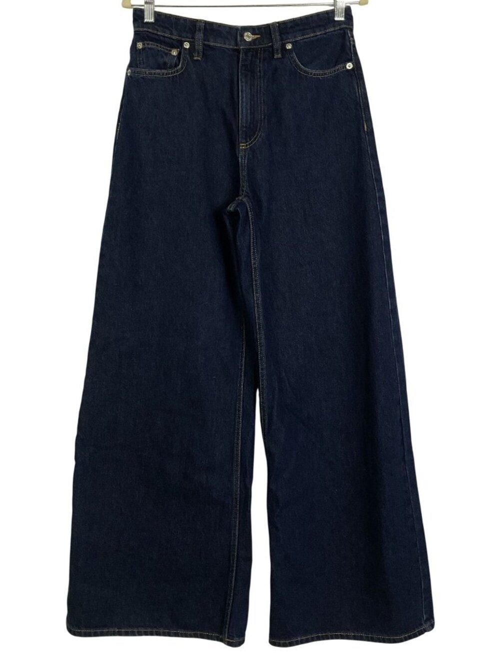 NWT Mango MNG Dark Wash Wide Leg Jeans Mid Rise Full Length US 4